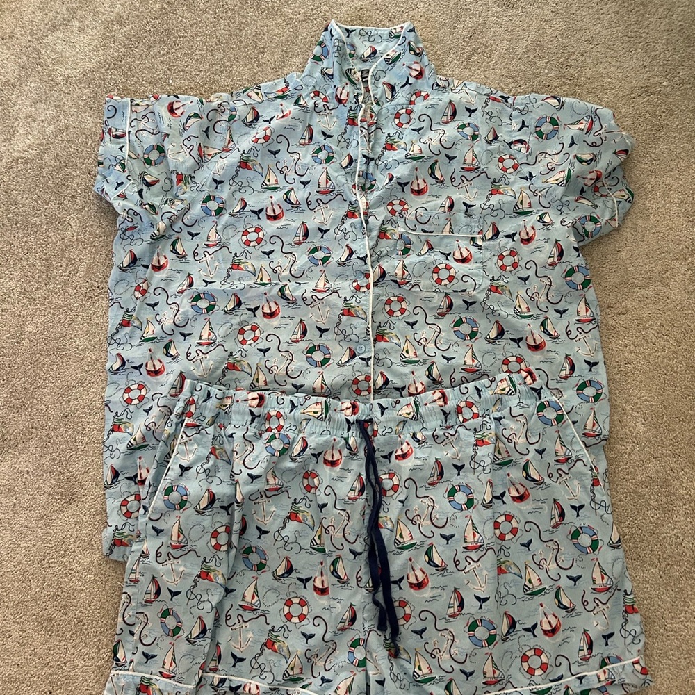Vera Bradley Nautical Print Pajama Set - Blue and Red